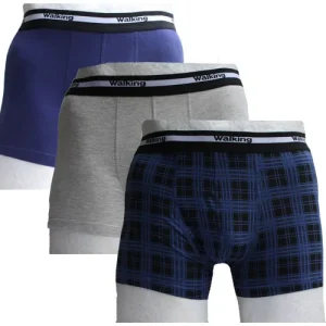 Medium, 3-pack herrboxer, marin, grå och rutiga