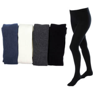 Ribbad strumpbyxa med fot, naturvit, M