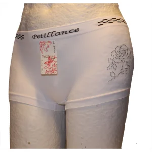 Vita boxertrosor med ros, XL