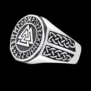 925 Sterling Silver Valknut Norse Runes Knotwork Viking Jewelry Ring