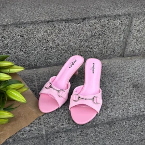 Theresa Faux Suede Buckle Mule - Pink