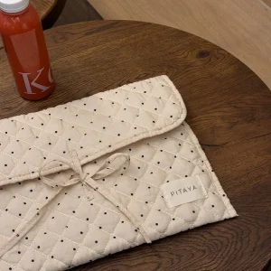 Mira Bow Computer Sleeve - Beige/Black Dots