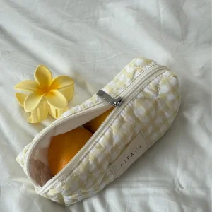 Small Makeup Bag - Yellow Check