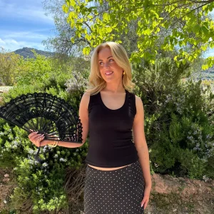 Bamboo Lace Fan - Black