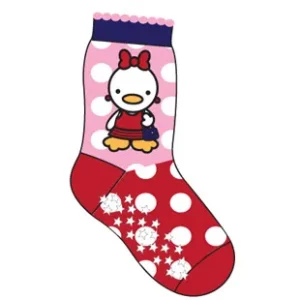 Antihalk strumpor, rosa med kyckling, 22/24