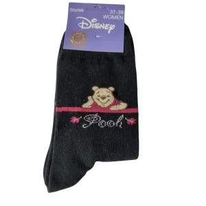 Svart damstrumpa med Nalle Puh, 37-39