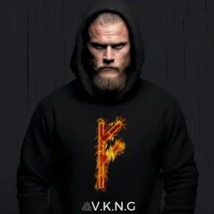 Fehu Flaming Rune V.K.N.G™ Hoodie