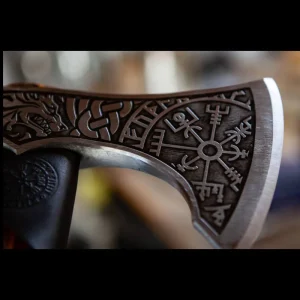 Hand-forged Fenrir Et Vegvisir Viking Axe