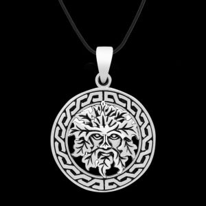 Green Man Celtic Pagan Pendant 925 Sterling Silver