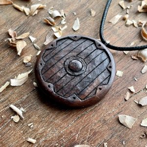 Handcarved Unique Viking Shield Pendant