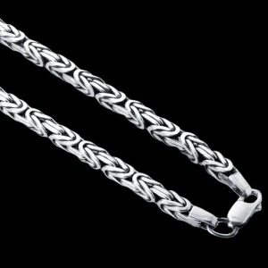 Handcrafted Square Viking Chain Sterling Silver Norse Jewelry with lobster claw closing
