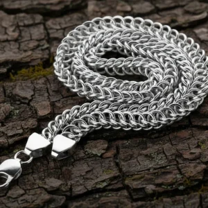 Men's Solid Silver Byzantine Necklace with Lobster Clasp