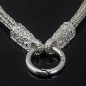 Handcrafted Sterling Silver Norse Chain with Wolf Tips