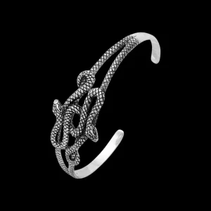 925 Sterling Silver Snakes Adustable Bangle