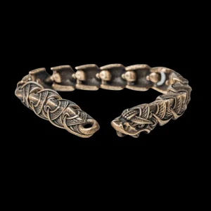 Handcrafted Jormungandr Bronze or Silver Chain Bracelet