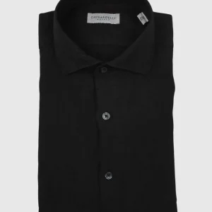 Washed Linen Shirt Black