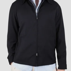 Wool Zip Overshirt Navy