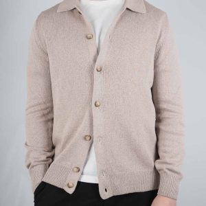 Knitted Cotton Cashmere Long Sleeve Shirt Beige