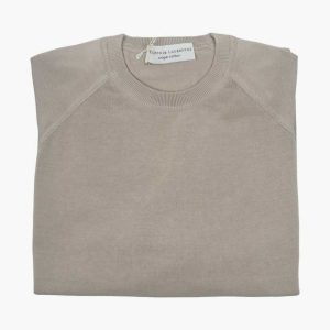 Crepe Cotton Crew Neck Beige