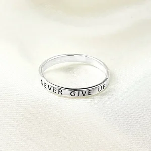 "NEVER GIVE UP" Ring - 925 sterling silver