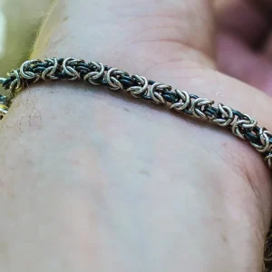 Oxidized Sterling Silver Byzantine Chain Bracelet