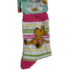 Randig strumpa med nalle, 28/30