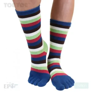 Randiga tåstrumpor, blårandiga