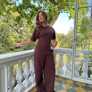 Riley Waisted Top - Dark Brown