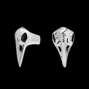 Sterling Silver Viking Raven Skull Beard Bead