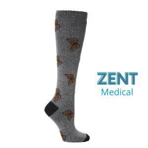 Zent Stödstrumpor, grå med fjärilar, 36/40