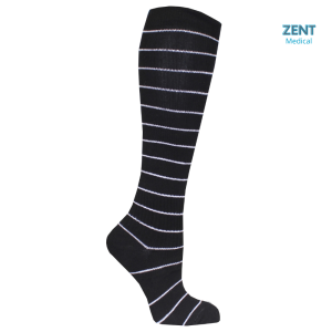 Zent Bambu Stödstrumpor, Svarta med vita ränder, 36/40