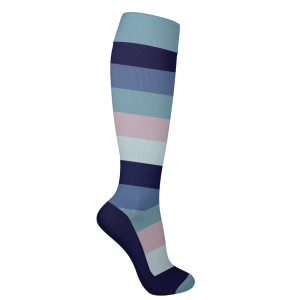 Stödstrumpor, blå-randiga, 37-39