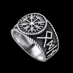 Vegvisir With Runes Ring 925 Sterling Silver