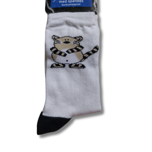 Vit damstrumpa med randigt djur, 40/42