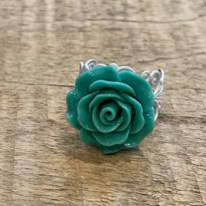 Vitpläterad Rosring - justerbar storlek