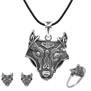 Women's jewellery Wolf Set Pendant, Earrings and Ring