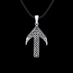 Tyr Rune Raven Amulet Sterling Silver