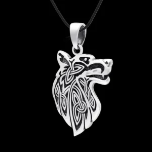 Wolf Fenrir Head Motif Norse Amulet 925 Sterling Silver Pendant