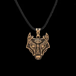 Wolf Head Bronze Amulet