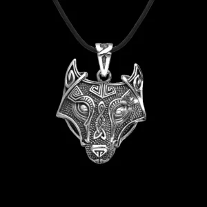Wolf Head Silver Sterling Amulet