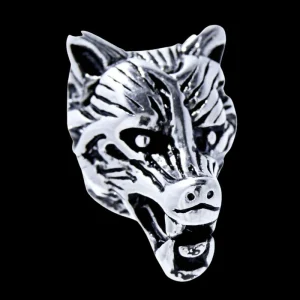 Wolf head Silver Sterling Bead