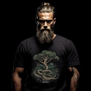 Yggdrasil encircled by the serpent Jormungandr V.K.N.G™ T-Shirt