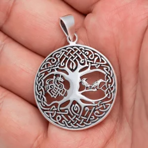 Yggdrasil With Raven And Sleipnir 925 Sterling Silver Pendant